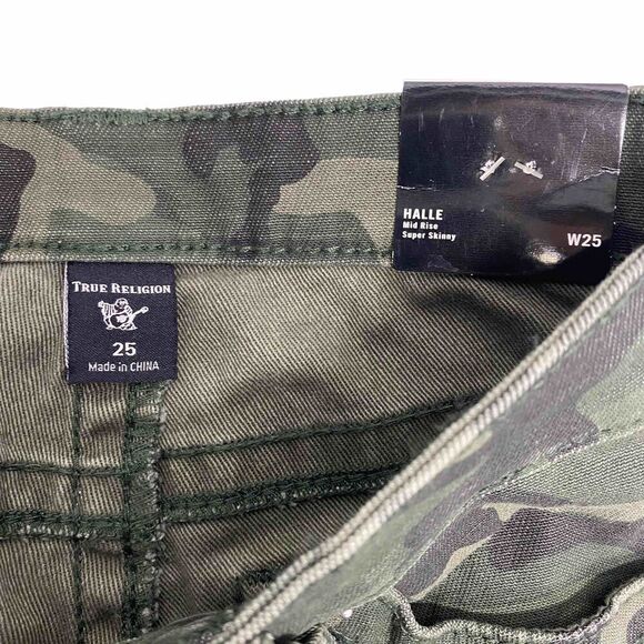 True Religion Women's Olive Camo Super Skinny Pants size W25 - Picture 5 of 9